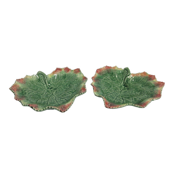 (2) Bordallo Pinheiro Majolica Maple Leaf Dish 7.5" x 6.5" (Made in Portugal) - Picture 1 of 7